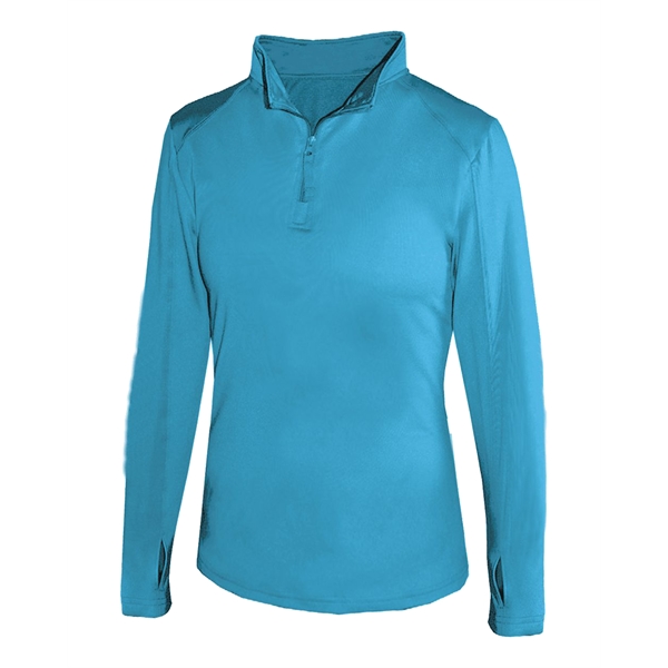 Women's 1/4 zip paneled sleeve w/ thumbhole, embroidered logo on left... from ASI 37461 Augusta Sportswear
