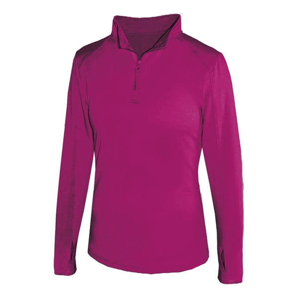 Women's 1/4 zip paneled sleeve w/ thumbhole, embroidered logo on left... from ASI 37461 Augusta Sportswear