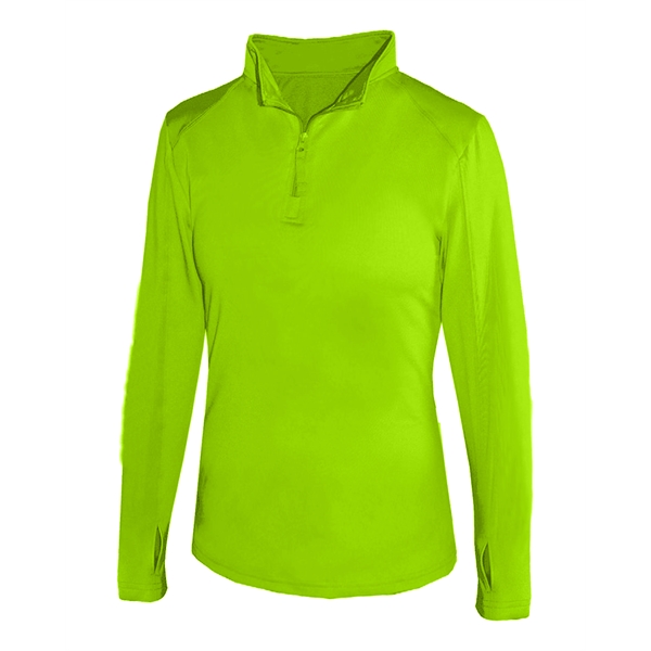 Women's 1/4 zip paneled sleeve w/ thumbhole, embroidered logo on left... from ASI 37461 Augusta Sportswear