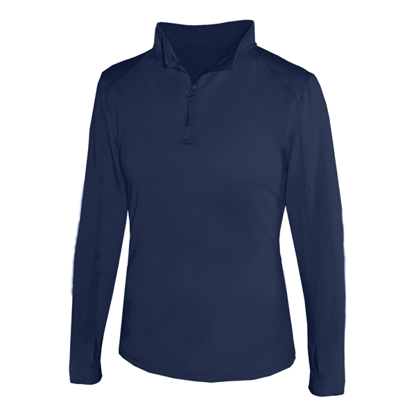 Women's 1/4 zip paneled sleeve w/ thumbhole, embroidered logo on left... from ASI 37461 Augusta Sportswear