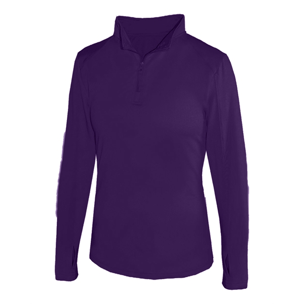 Women's 1/4 zip paneled sleeve w/ thumbhole, embroidered logo on left... from ASI 37461 Augusta Sportswear