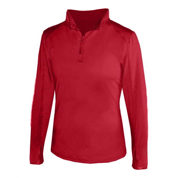 Women's 1/4 zip paneled sleeve w/ thumbhole, embroidered logo on left... from ASI 37461 Augusta Sportswear