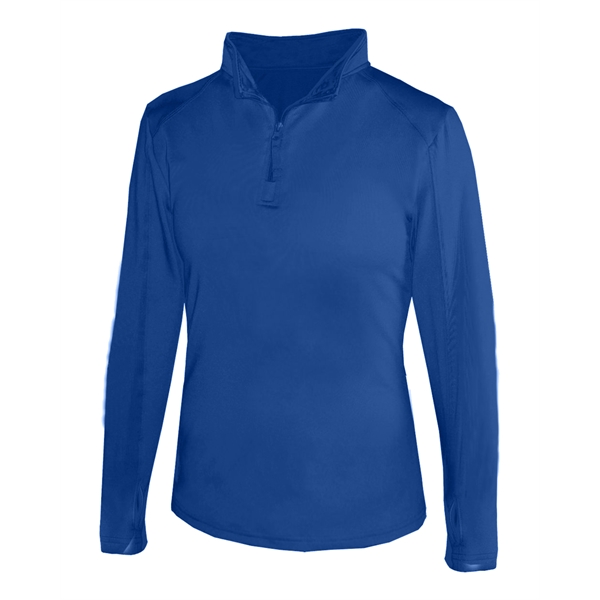 Women's 1/4 zip paneled sleeve w/ thumbhole, embroidered logo on left... from ASI 37461 Augusta Sportswear