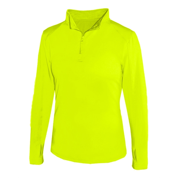 Women's 1/4 zip paneled sleeve w/ thumbhole, embroidered logo on left... from ASI 37461 Augusta Sportswear