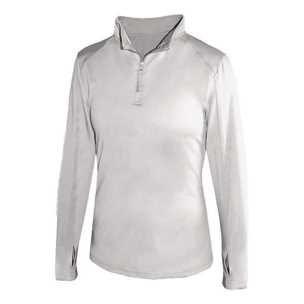 Women's 1/4 zip paneled sleeve w/ thumbhole, embroidered logo on left... from ASI 37461 Augusta Sportswear