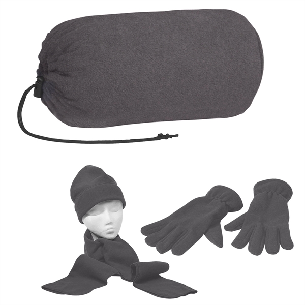 Brushed Polyester Fleece.  Scarf, Gloves and Cap in a Drawstring... from ASI 61125 Hit Promotional Products / Hit®