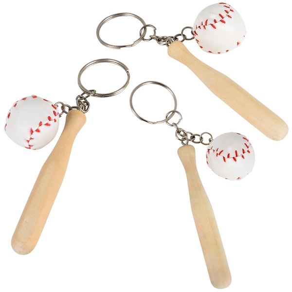 Wooden Baseball Bat w/Baseball Keychain... from ASI 85620 H M Schmidt Co Inc