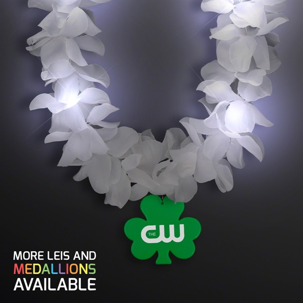 White Flower Light Up Lei with Medallion; Imprinted Pricing... from ASI 34194 ALightPromos