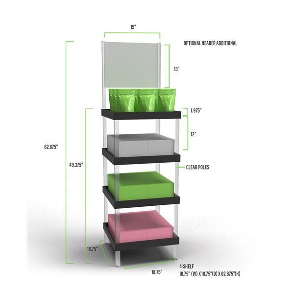 Stock 4 shelf plastic display rack... from ASI 34048 The Alison Group
