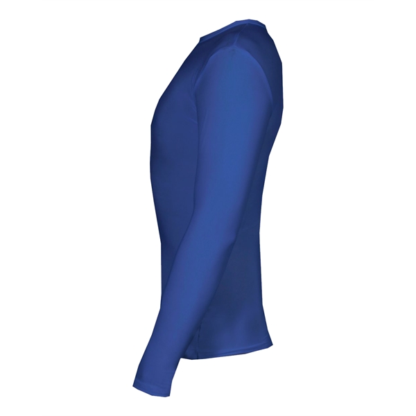 Youth long sleeve pro-compression crew. Self-fabric collar, stretch body fit, double-needle... from ASI 37461 Augusta Sportswear