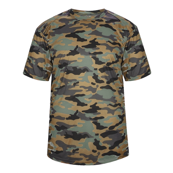 Camo tee with self-fabric collar, Badger sport paneled shoulder for maximum... from ASI 37461 Augusta Sportswear