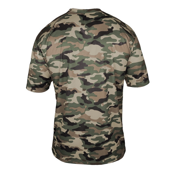 Camo tee with self-fabric collar, Badger sport paneled shoulder for maximum... from ASI 37461 Augusta Sportswear