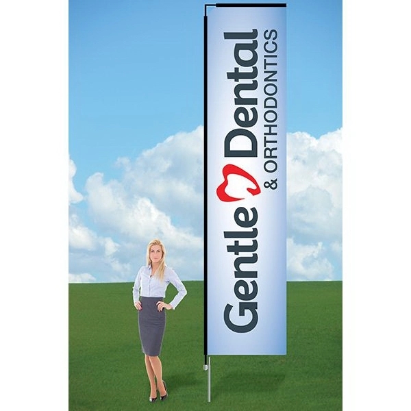 Customizable flag with ground stake and single sided graphics.... from ASI 30442 Above & Beyond Advertising Products / PromoAdLine