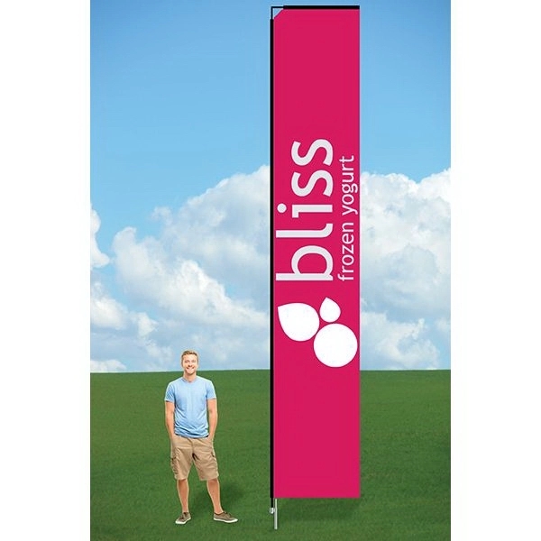 Customizable flag with ground stake and single sided graphics.... from ASI 30442 Above & Beyond Advertising Products / PromoAdLine