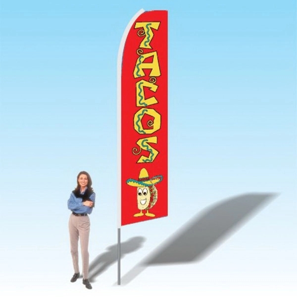 Advertising banner flag package with 15 foot pole, food/restaurant themed printed... from ASI 30442 Above & Beyond Advertising Products / PromoAdLine