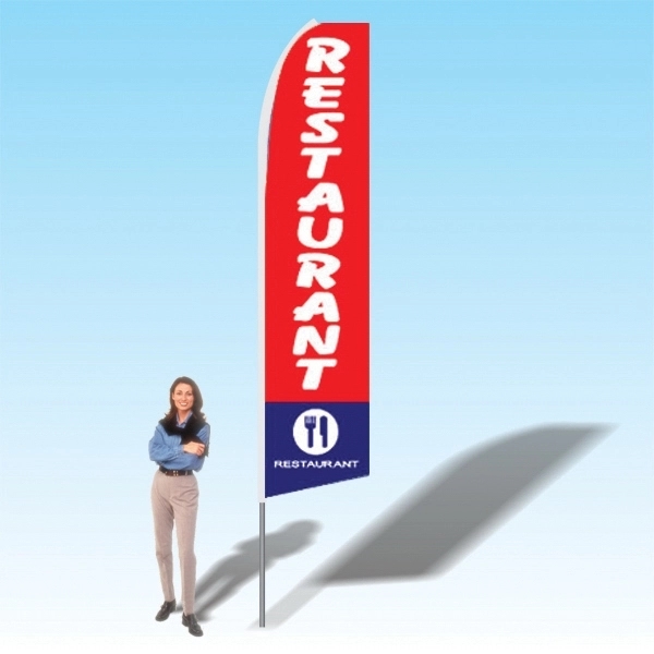 Advertising banner flag package with 15 foot pole, food/restaurant themed printed... from ASI 30442 Above & Beyond Advertising Products / PromoAdLine
