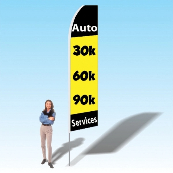 Advertising banner flag package with 15 foot pole, cars/auto themed printed... from ASI 30442 Above & Beyond Advertising Products / PromoAdLine