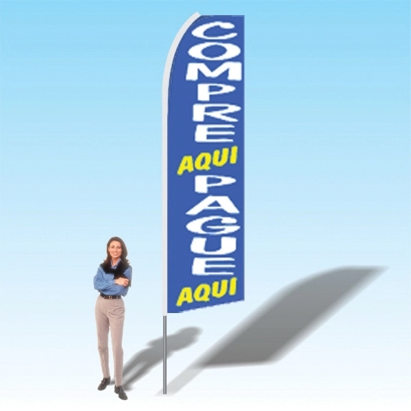 Advertising banner flag package with 15 foot pole, financial themed printed... from ASI 30442 Above & Beyond Advertising Products / PromoAdLine