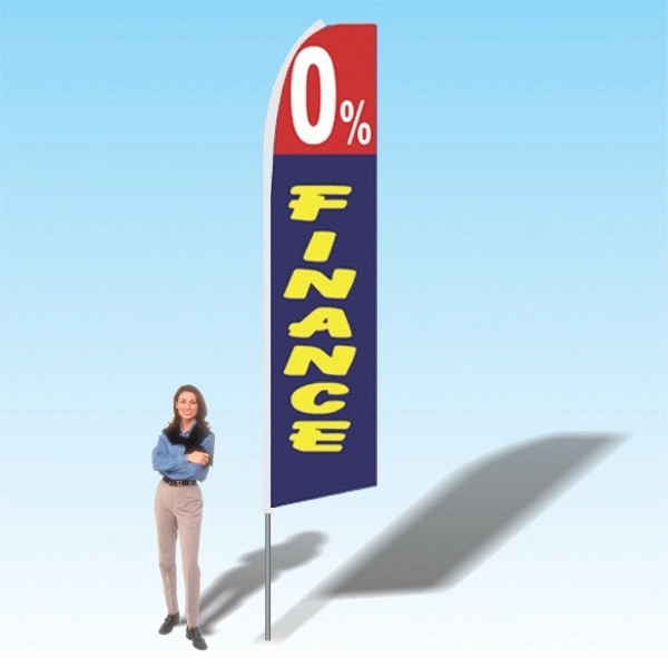 Advertising banner flag package with 15 foot pole, financial themed printed... from ASI 30442 Above & Beyond Advertising Products / PromoAdLine