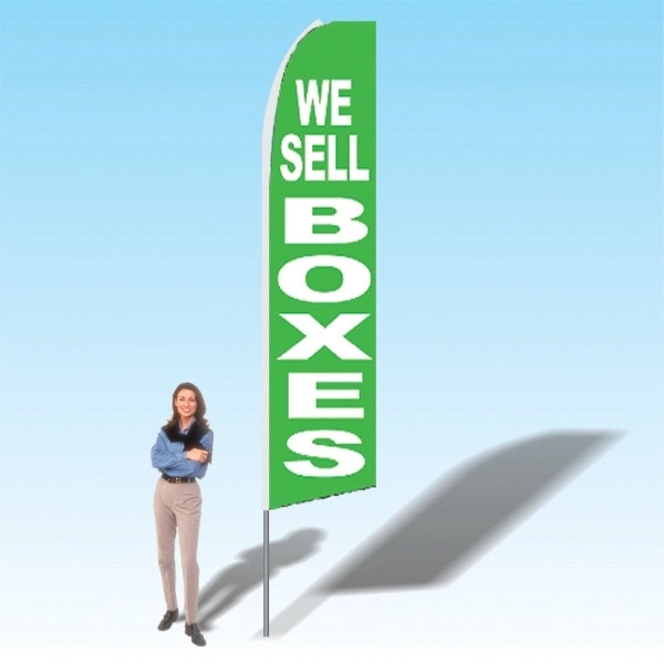Advertising banner flag package with 15 foot pole, storage/boxes themed printed... from ASI 30442 Above & Beyond Advertising Products / PromoAdLine