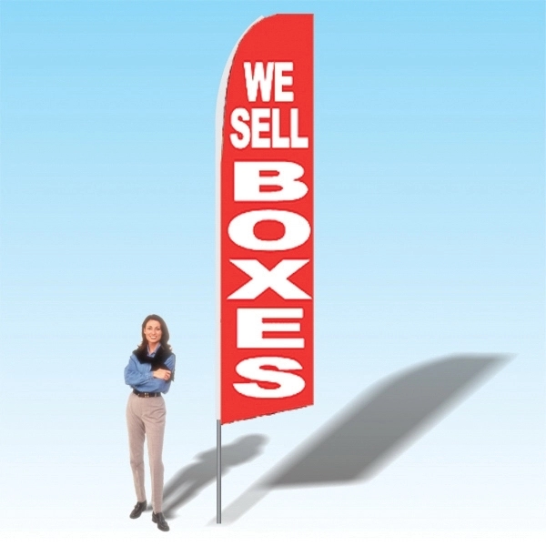 Advertising banner flag package with 15 foot pole, storage/boxes themed printed... from ASI 30442 Above & Beyond Advertising Products / PromoAdLine