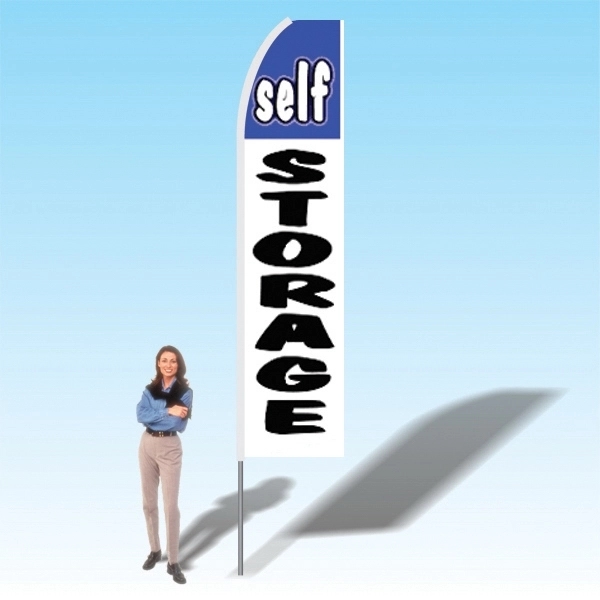 Advertising banner flag package with 15 foot pole, storage/boxes themed printed... from ASI 30442 Above & Beyond Advertising Products / PromoAdLine