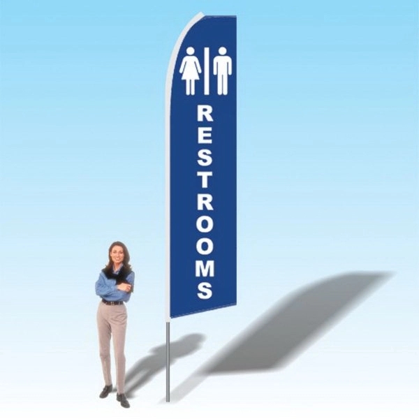 Advertising banner flag package with 15 foot pole, parking/restrooms themed printed... from ASI 30442 Above & Beyond Advertising Products / PromoAdLine