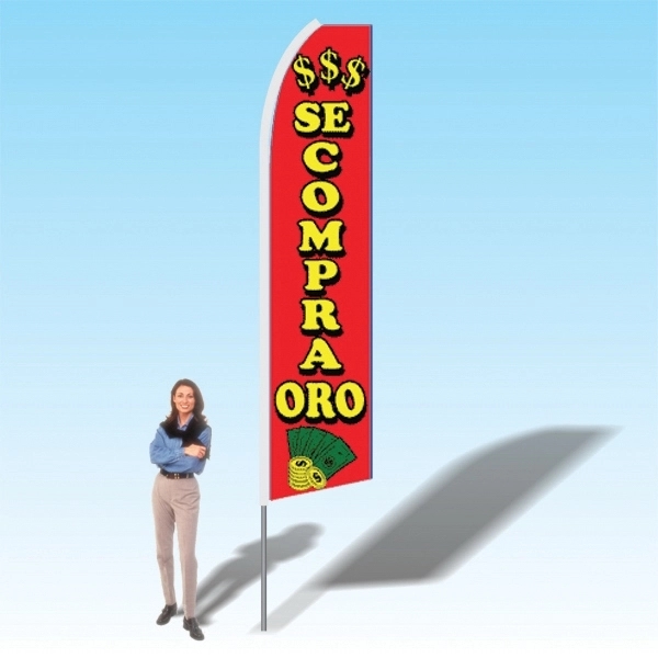 Advertising banner flag package with 15 foot pole, services themed printed... from ASI 30442 Above & Beyond Advertising Products / PromoAdLine