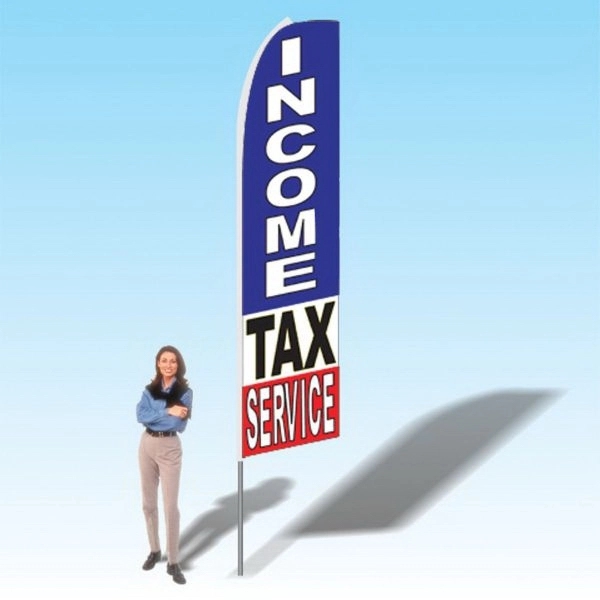 Advertising banner flag package with 15 foot pole, services themed printed... from ASI 30442 Above & Beyond Advertising Products / PromoAdLine