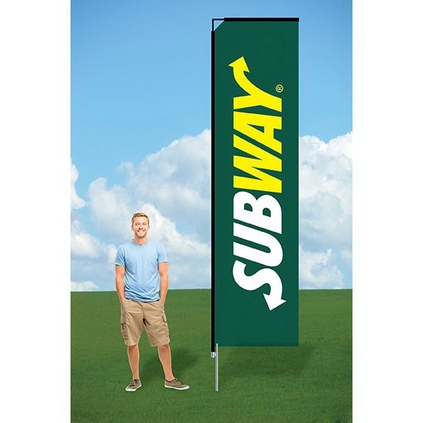 Customizable flag with ground stake and double sided graphics.... from ASI 30442 Above & Beyond Advertising Products / PromoAdLine