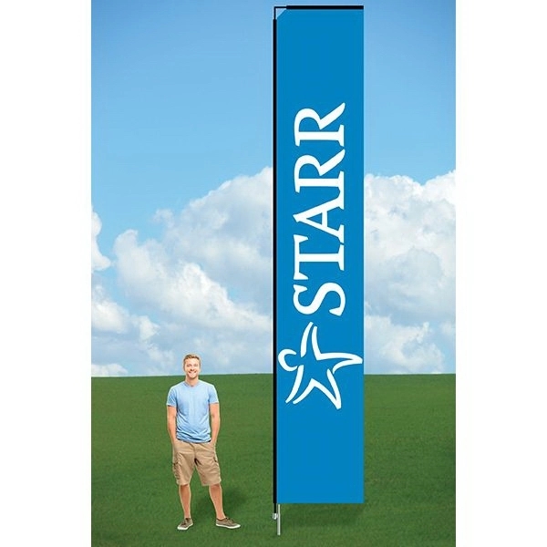 Customizable flag with ground stake and double sided graphics.... from ASI 30442 Above & Beyond Advertising Products / PromoAdLine