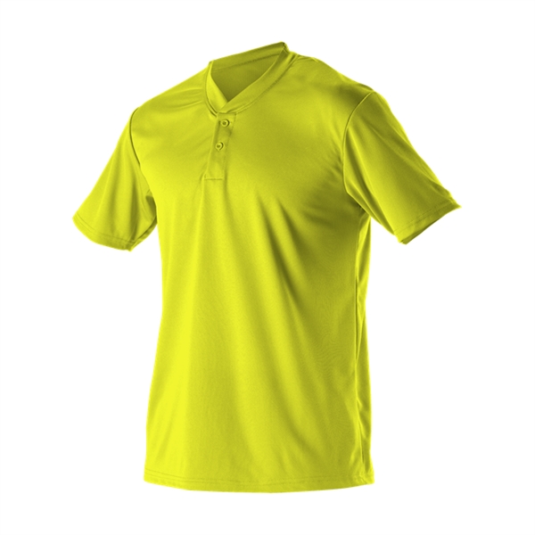 Two button youth baseball henley with insert placket, self-material set in... from ASI 37461 Augusta Sportswear