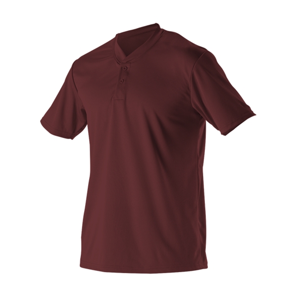 Two button youth baseball henley with insert placket, self-material set in... from ASI 37461 Augusta Sportswear