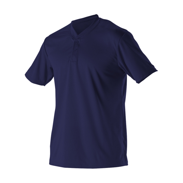 Two button youth baseball henley with insert placket, self-material set in... from ASI 37461 Augusta Sportswear