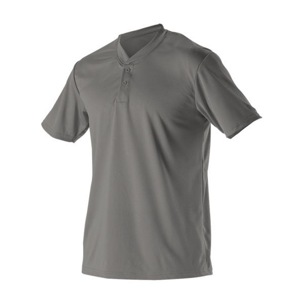 Two button youth baseball henley with insert placket, self-material set in... from ASI 37461 Augusta Sportswear