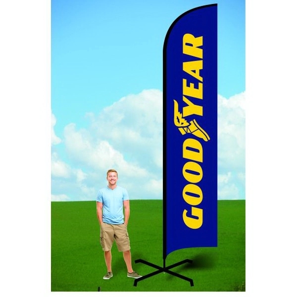 8 ft. advertising flag with x-stand and single sided graphics.... from ASI 30442 Above & Beyond Advertising Products / PromoAdLine