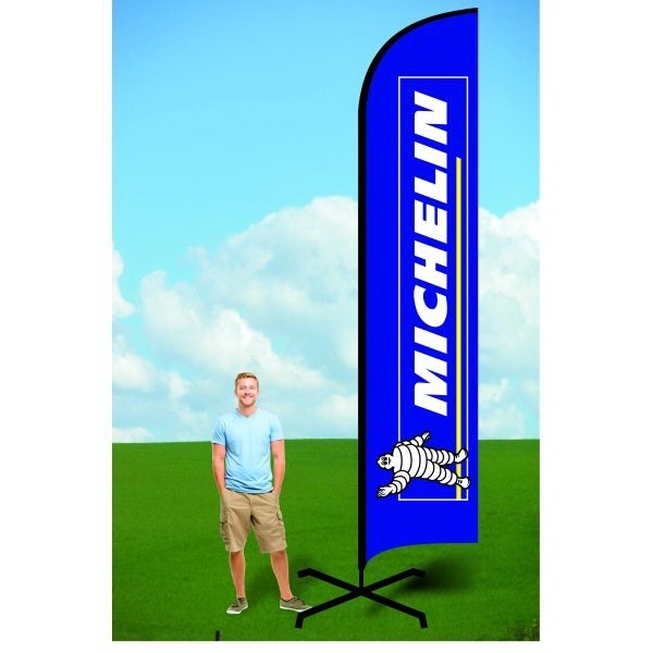 Customizable advertising flag with x-stand and single sided graphics.... from ASI 30442 Above & Beyond Advertising Products / PromoAdLine