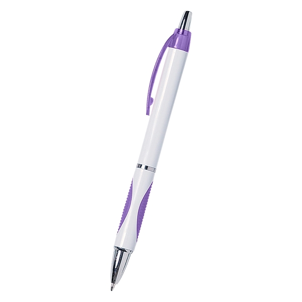 Sassy plunger action pen with rubber grip for writing comfort and... from ASI 61125 Hit Promotional Products / Hit®