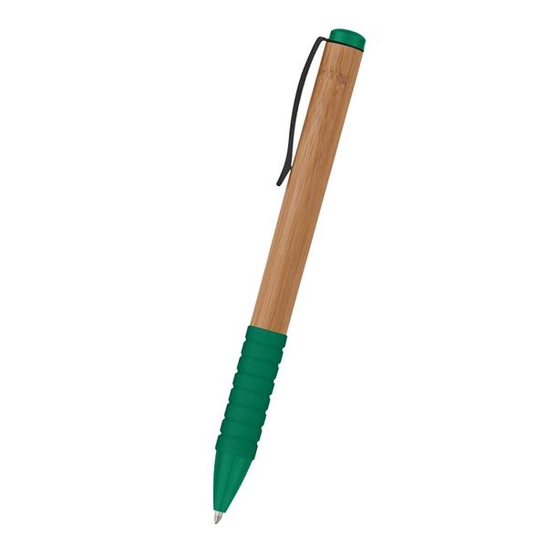 Bamboo design twist action pen with rubber grip for writing comfort... from ASI 61125 Hit Promotional Products / Hit®