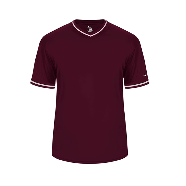 Vintage youth jersey with striped braiding on collar and sleeve opening,... from ASI 37461 Augusta Sportswear