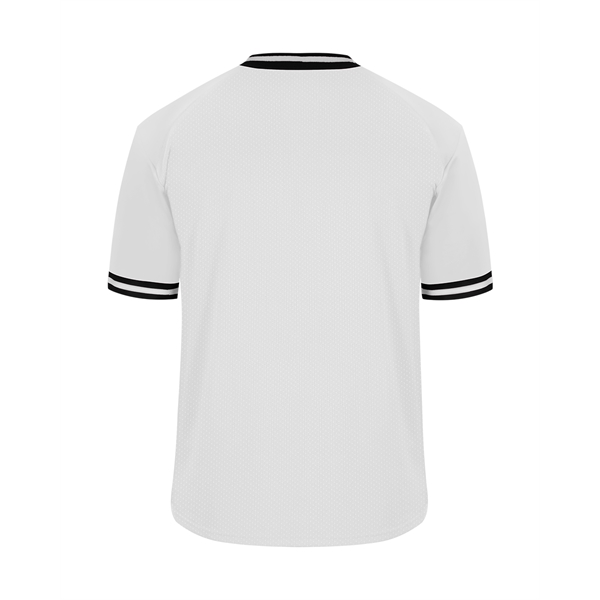 Vintage youth jersey with striped braiding on collar and sleeve opening,... from ASI 37461 Augusta Sportswear