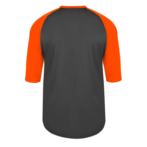 Youth baseball tee with contrasting 3/4 raglan sleeves, contrast self-fabric collar,... from ASI 37461 Augusta Sportswear