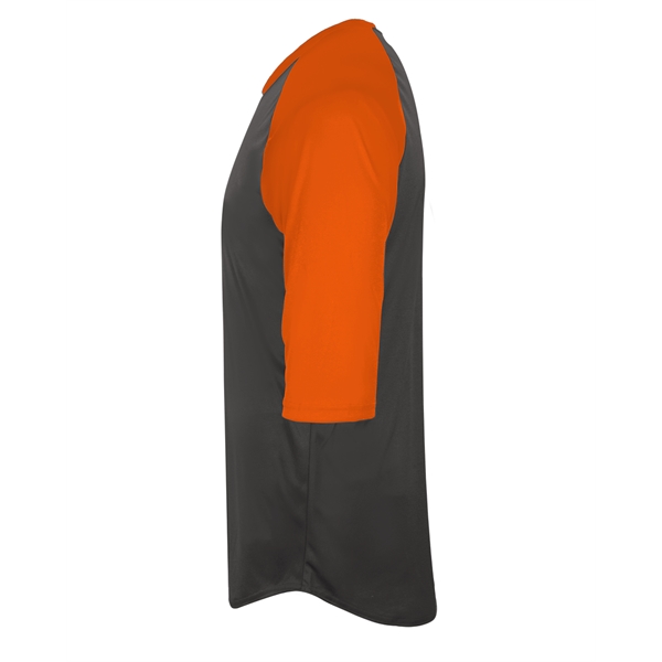 Youth baseball tee with contrasting 3/4 raglan sleeves, contrast self-fabric collar,... from ASI 37461 Augusta Sportswear