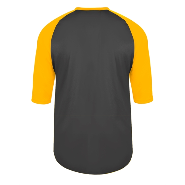 Youth baseball tee with contrasting 3/4 raglan sleeves, contrast self-fabric collar,... from ASI 37461 Augusta Sportswear