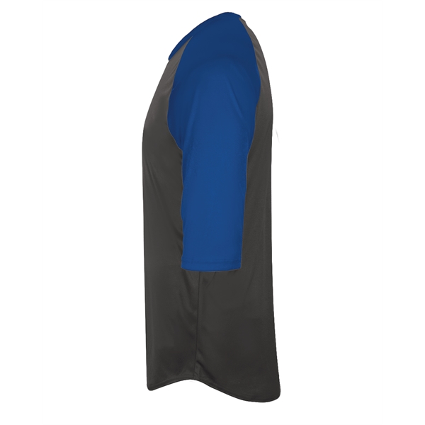 Youth baseball tee with contrasting 3/4 raglan sleeves, contrast self-fabric collar,... from ASI 37461 Augusta Sportswear