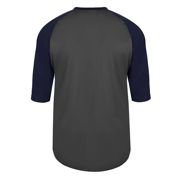 Youth baseball tee with contrasting 3/4 raglan sleeves, contrast self-fabric collar,... from ASI 37461 Augusta Sportswear