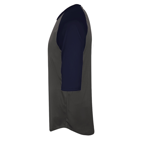 Youth baseball tee with contrasting 3/4 raglan sleeves, contrast self-fabric collar,... from ASI 37461 Augusta Sportswear