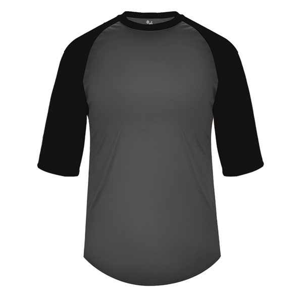 Youth baseball tee with contrasting 3/4 raglan sleeves, contrast self-fabric collar,... from ASI 37461 Augusta Sportswear