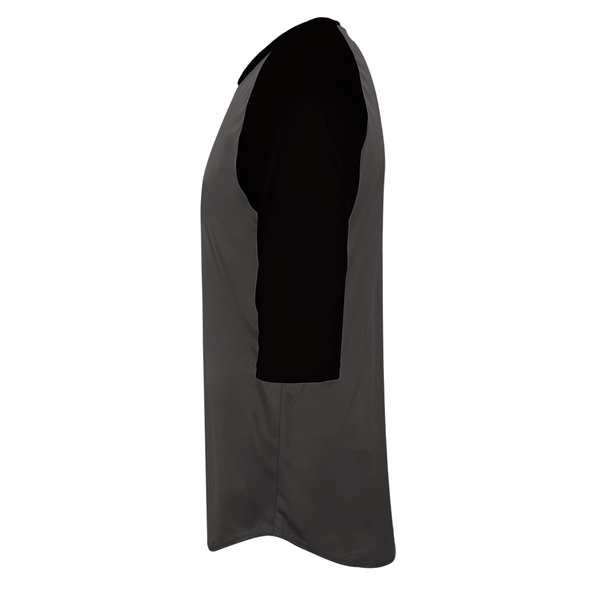 Youth baseball tee with contrasting 3/4 raglan sleeves, contrast self-fabric collar,... from ASI 37461 Augusta Sportswear