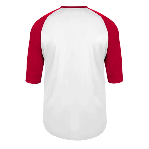 Youth baseball tee with contrasting 3/4 raglan sleeves, contrast self-fabric collar,... from ASI 37461 Augusta Sportswear